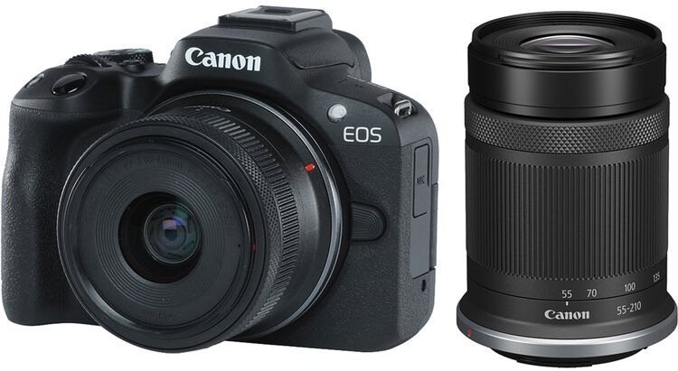 Canon EOS R50 fekete + RF-S 18-45mm f/4.5-6.3 IS STM + RF-S 55-210mm f/5-7.1 IS STM