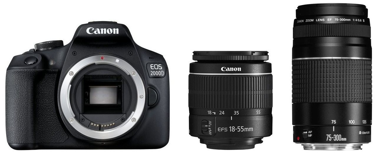 Canon EOS 2000D + EF-S 18-55 mm f/3,5-5,6 DC III + EF 75-300 mm f/4-5.6 III