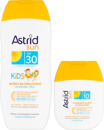 Kozmetikai szett ASTRID SUN naptej gyerekeknek OF 30 200 ml + Hidratáló naptej OF 10 80 ml 