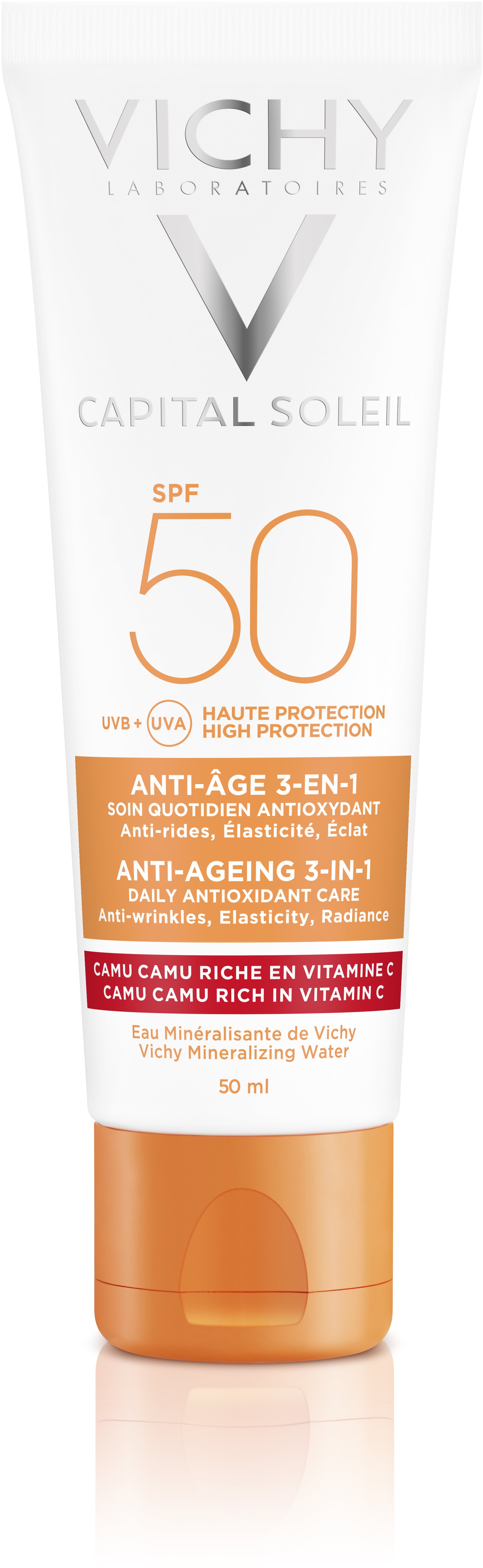 Napozókrém VICHY Idéal Soleil Anti-Age Face Cream SPF50+ 50 ml
