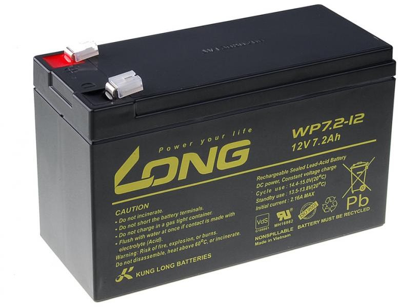 Szünetmentes táp akkumulátor Long 12V 7,2Ah Ólomakkumulátor F2 (WP7.2-12 F2)