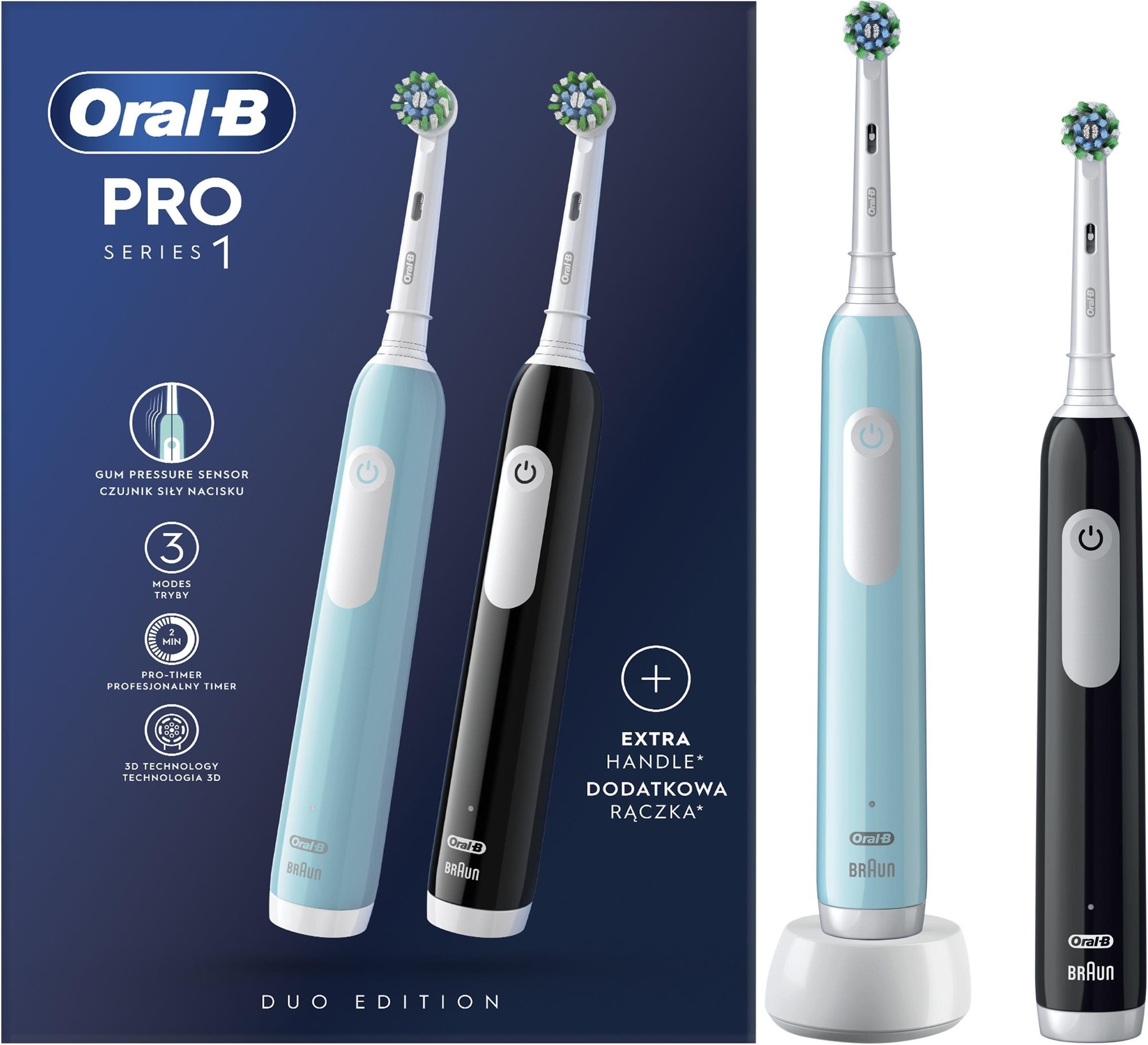 Oral-B Pro Series 1 kék és fekete, Braun dizájn