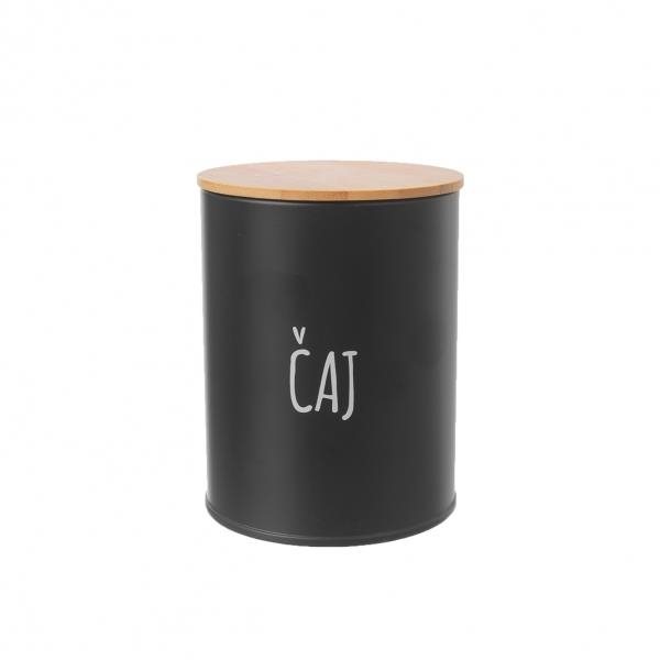 Orion pléh/bambusz doboz 9,5 cm átmérőjű Tea BLACK
