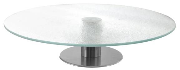 Orion Tálaló állvány, üveg/rozsdamentes acél, forgatható tortaállvány átm. 30 cm