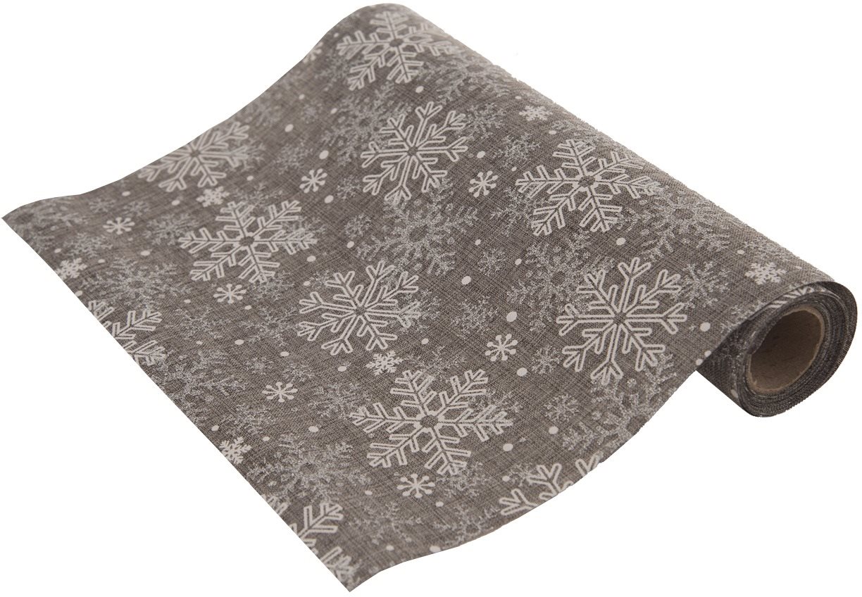 Big snowflakes dekor anyag, szürke, 21 x 250 cm