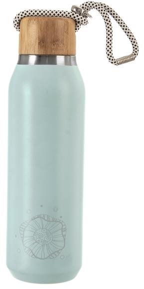 Orion Thermo palack, rozsdamentes acél/bambusz VIRÁG 0,6 l világoskék