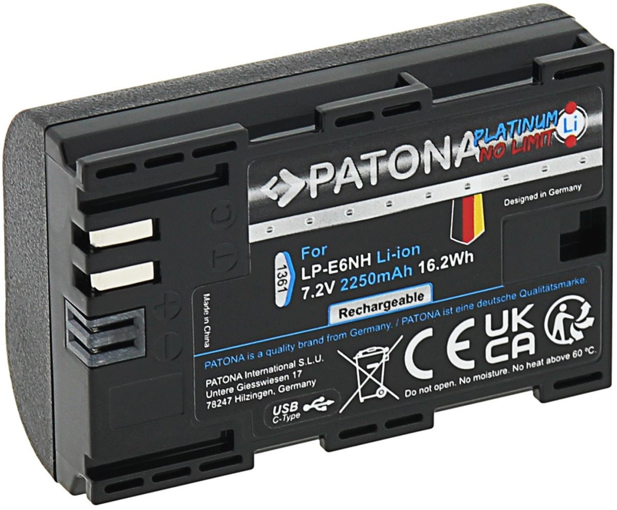PATONA akkumulátor Canon LP-E6NH 2250mAh Li-Ion Platinum USB-C töltéshez