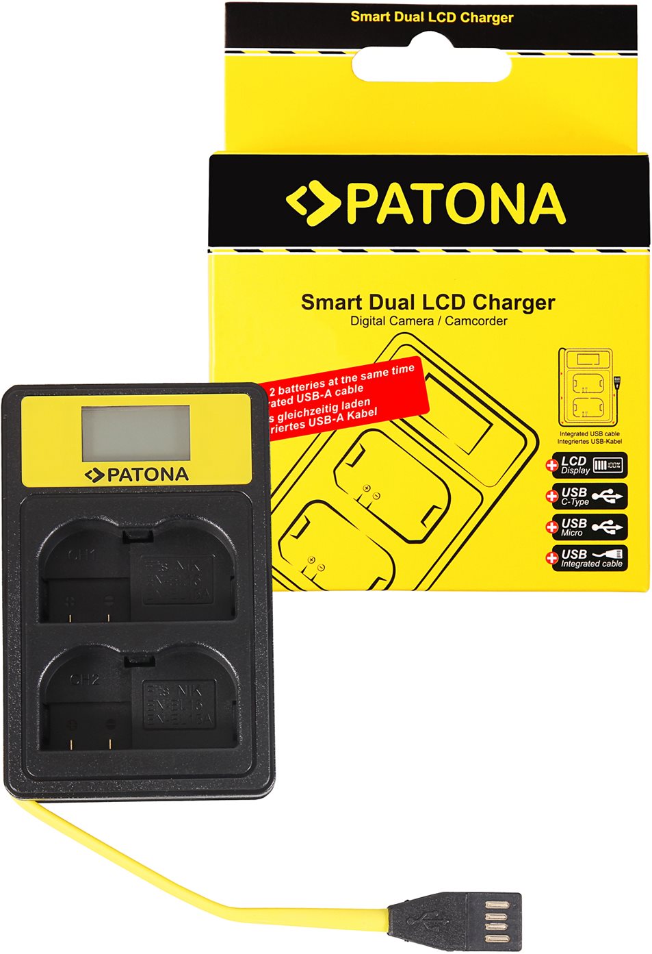 PATONA - Dual Nikon EN-EL15 LCD,USB-vel
