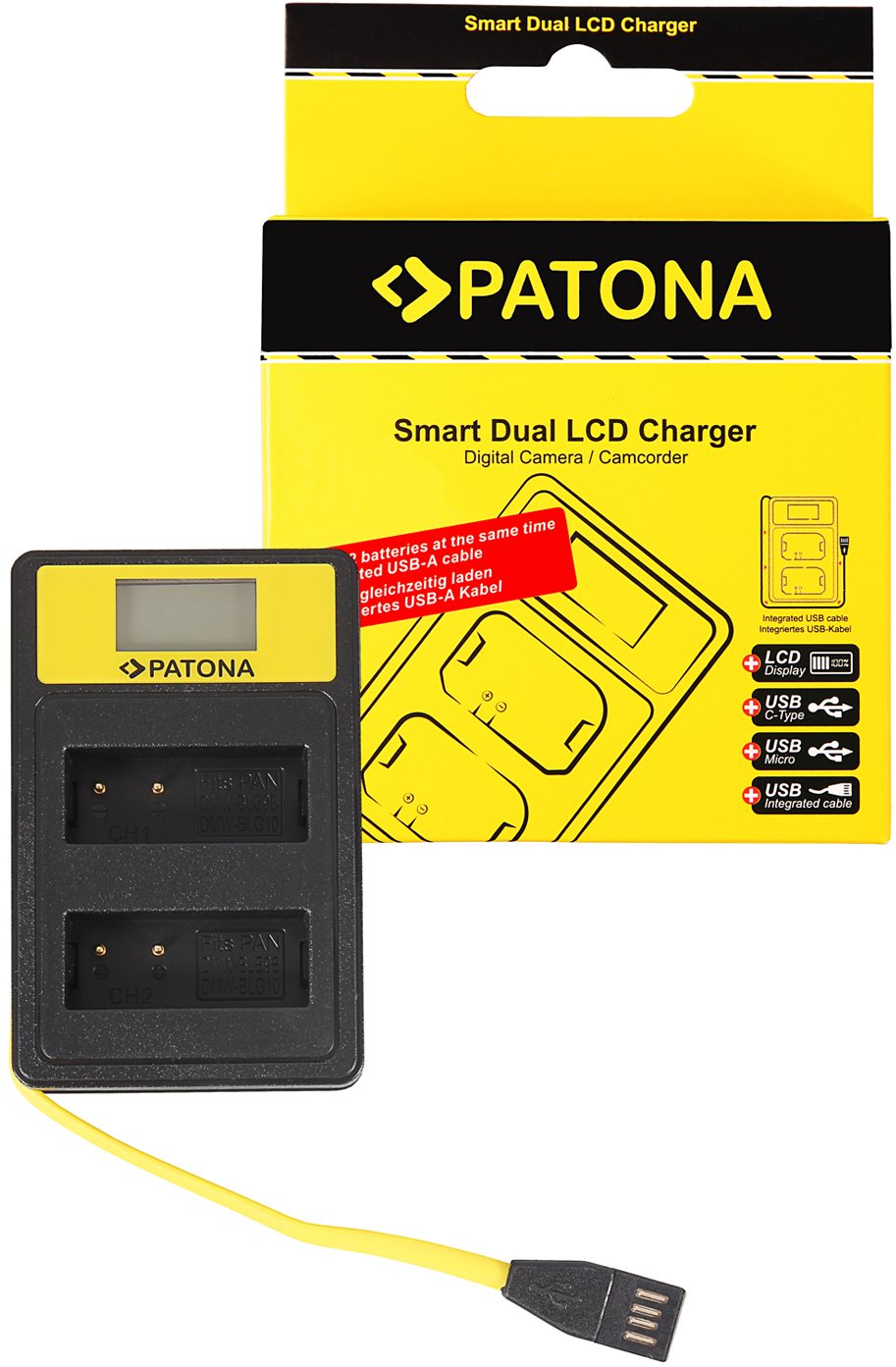 PATONA - Dual Panasonic DMW-BLG10 , LCD,USB-vel