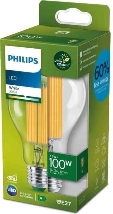 Philips LED 7,3-100W, E27, 3000K, A