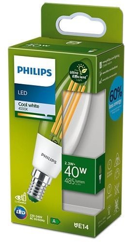 Philips LED 2,3-40W, E14, 4000K, A