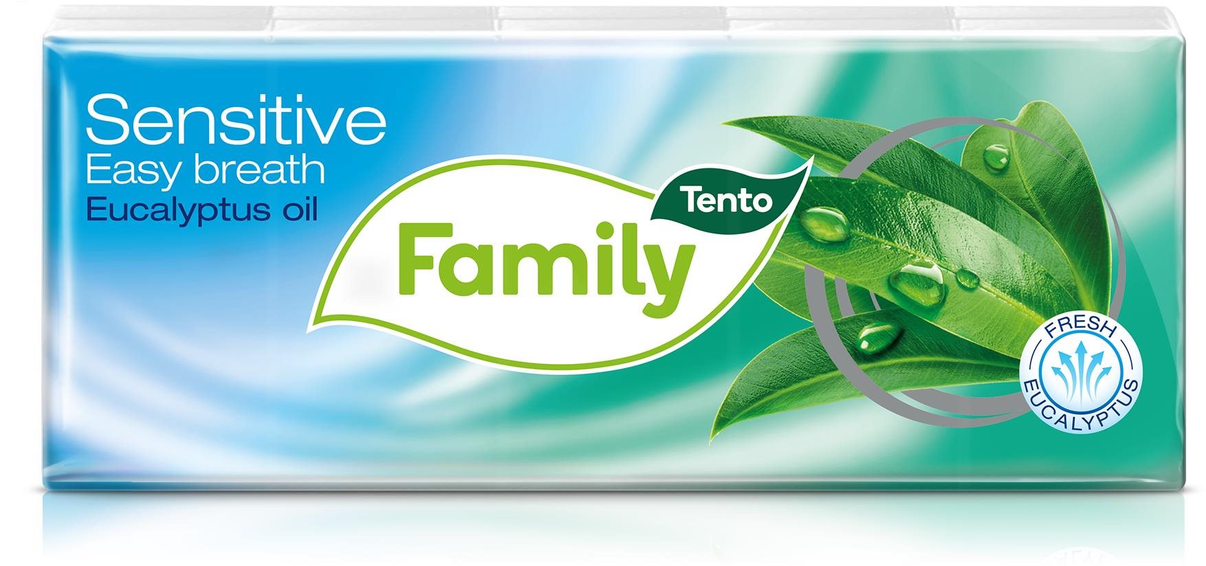 Papírzsebkendő TENTO Family Eucalyptus 10x 10 db