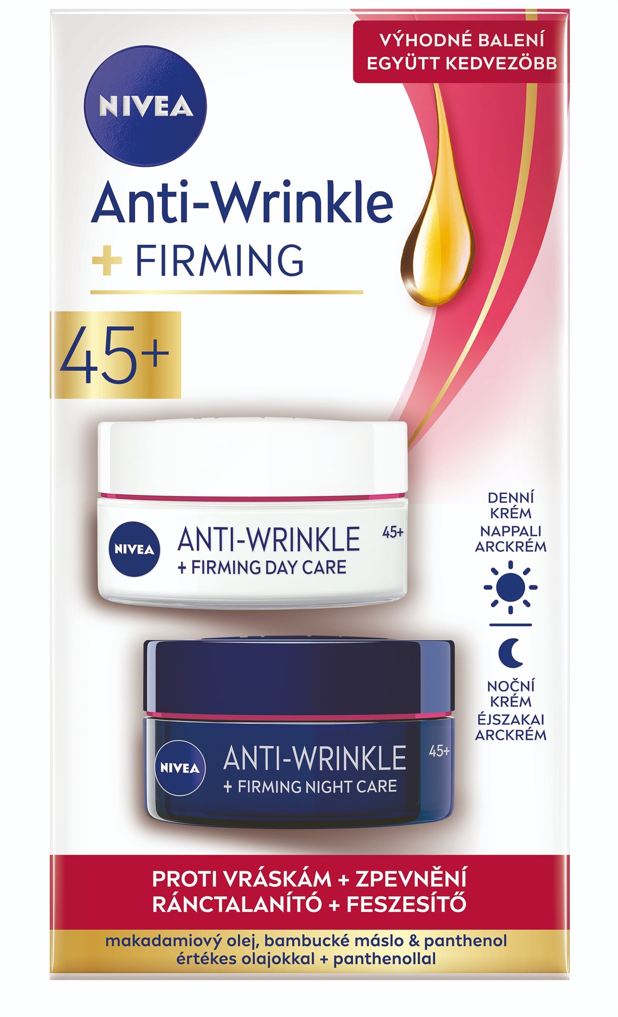 NIVEA Anti-Wrinkle Firming 45+ Day & Night Cream Duopack 2 x 50 ml