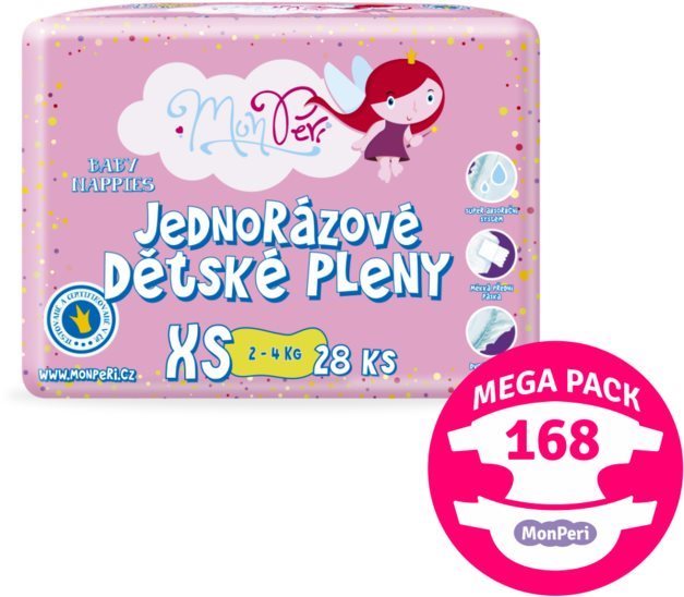 Eldobható pelenka MonPeri Klasik Mega Pack XS-es méret (168 db)