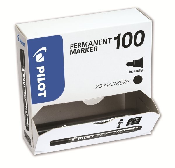 PILOT Permanent Marker 100 fekete, multipack 20 db