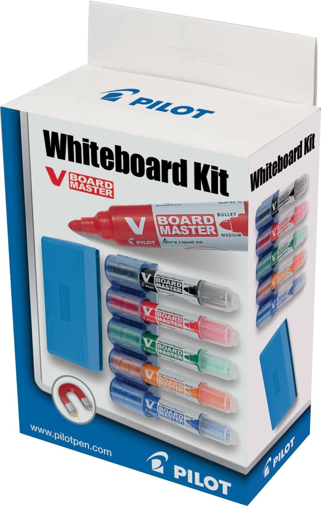 PILOT V-Board Master 5 darabos marker készlet + tartó + kék szivacs
