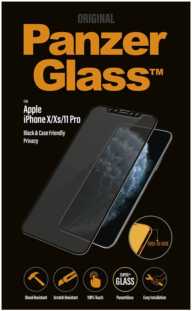 Üvegfólia PanzerGlass Edge-to-Edge Privacy Apple iPhone X/XS/11 Pro üvegfólia - fekete