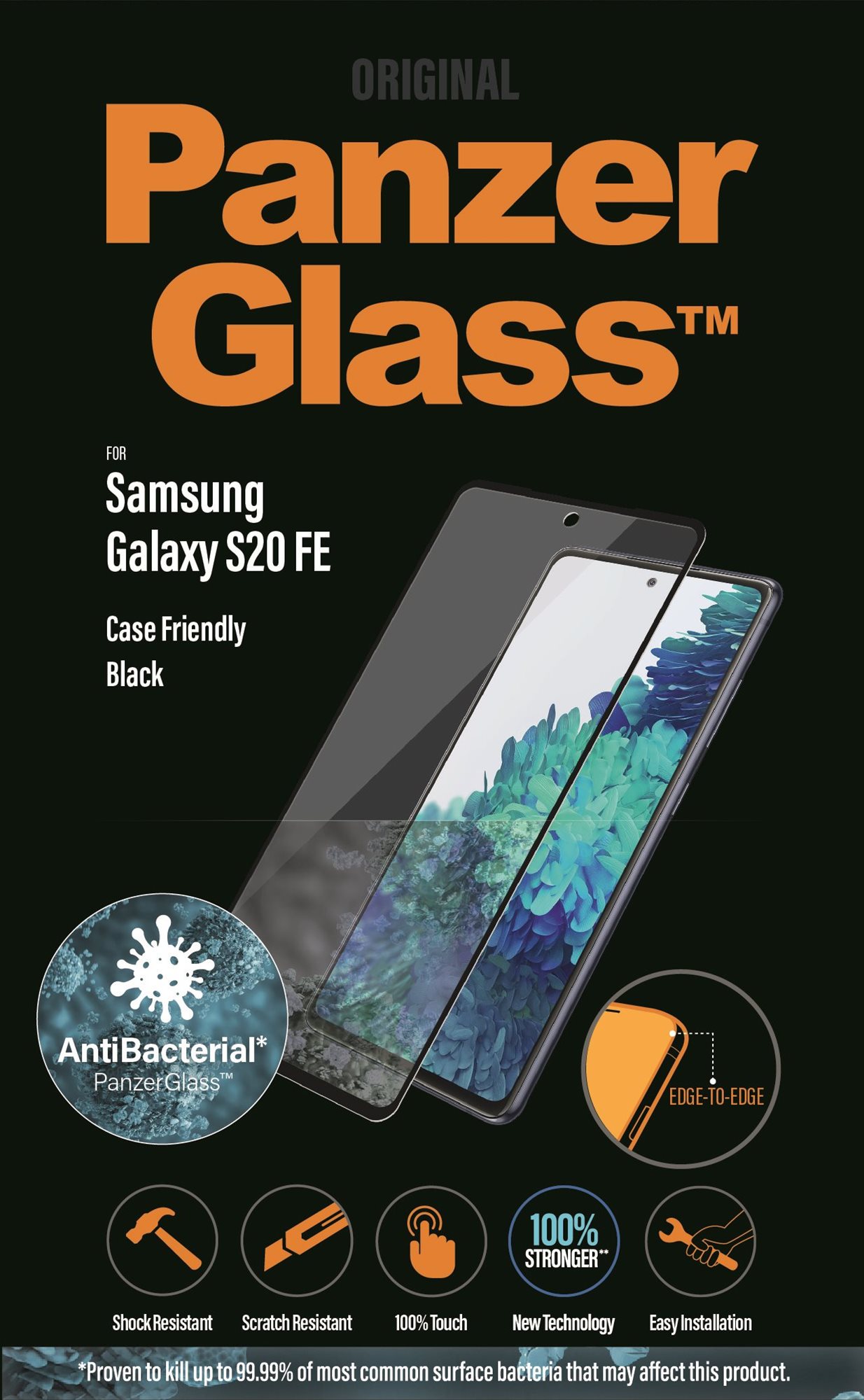 PanzerGlass Edge-to-Edge Antibacterial Samsung Galaxy S20 FE üvegfólia - fekete