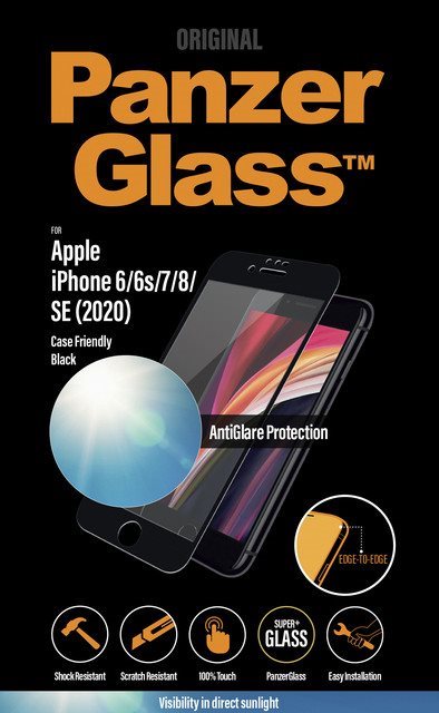 PanzerGlass Edge-to-Edge Apple iPhone 6 / 6s / 7 / 8 / SE 2020 / SE 2022 üvegfólia - fekete, Anti-Glare