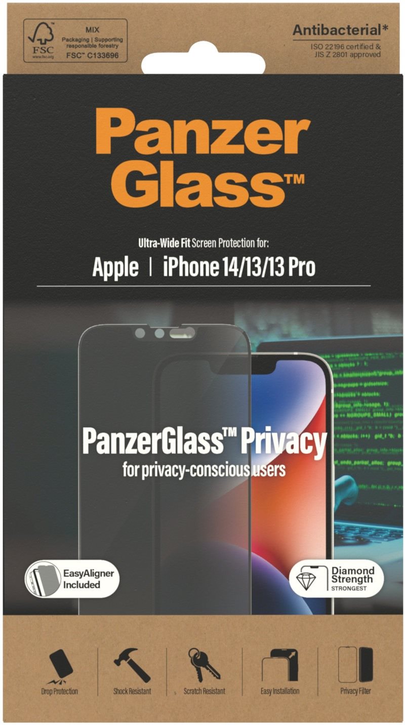 PanzerGlass Privacy Apple iPhone 13/ 13 Pro/ 14 üvegfólia + felhelyező keret