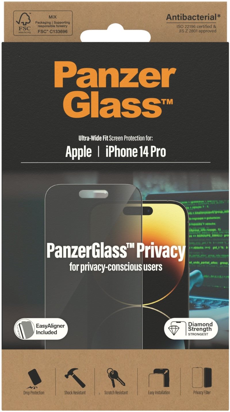PanzerGlass Privacy Apple iPhone 14 Pro üvegfólia + felhelyező keret
