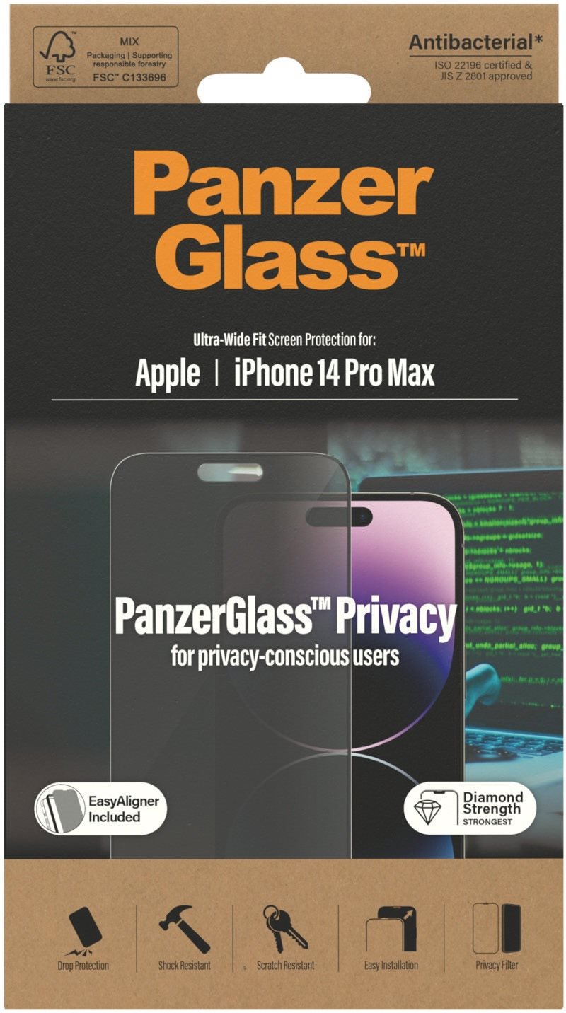 PanzerGlass Privacy Apple iPhone 14 Pro Max üvegfólia + felhelyező keret