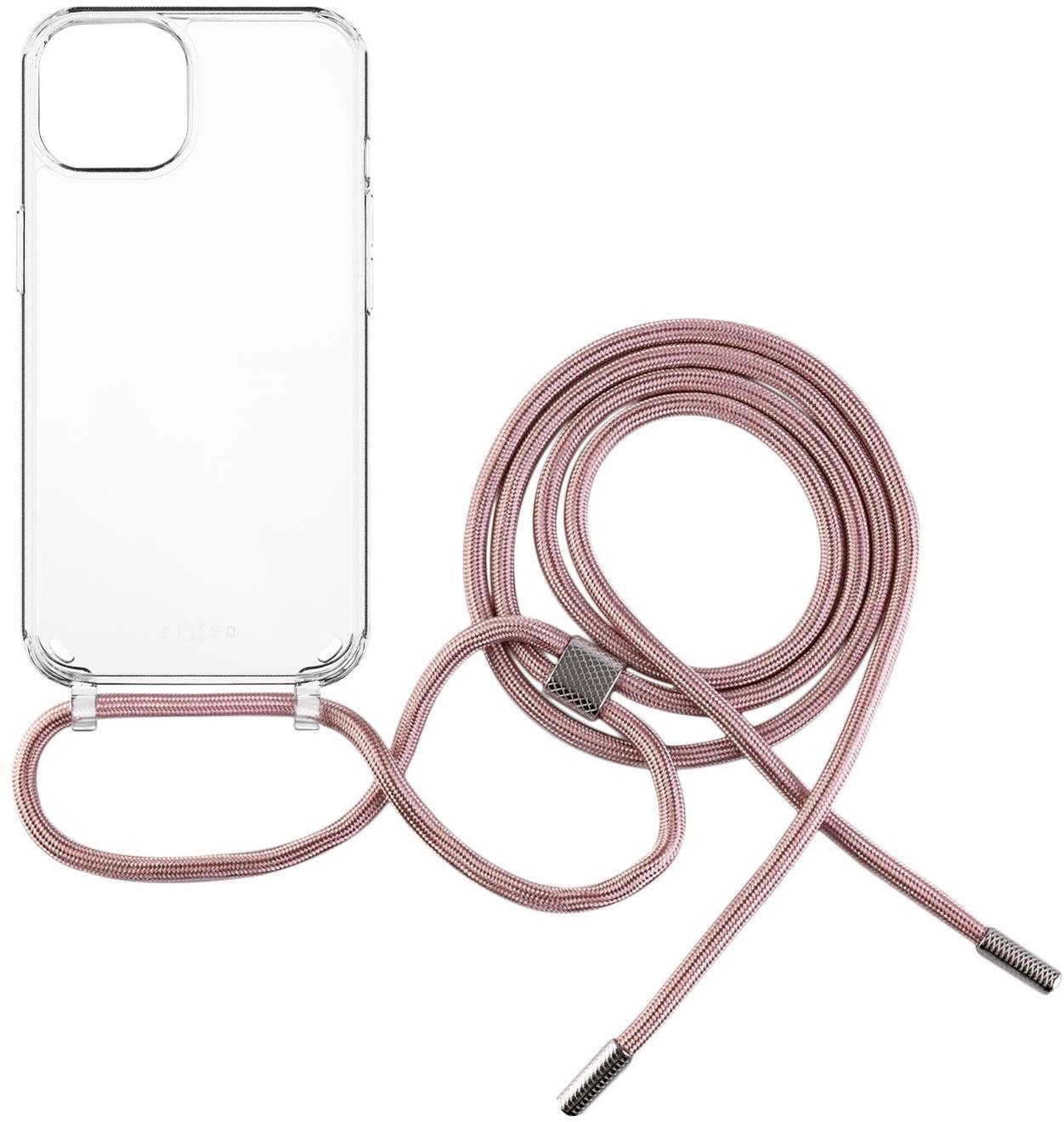 FIXED Pure Neck AntiUV Tok rózsaszín nyakzsinórral az Apple iPhone 13 készülékhez