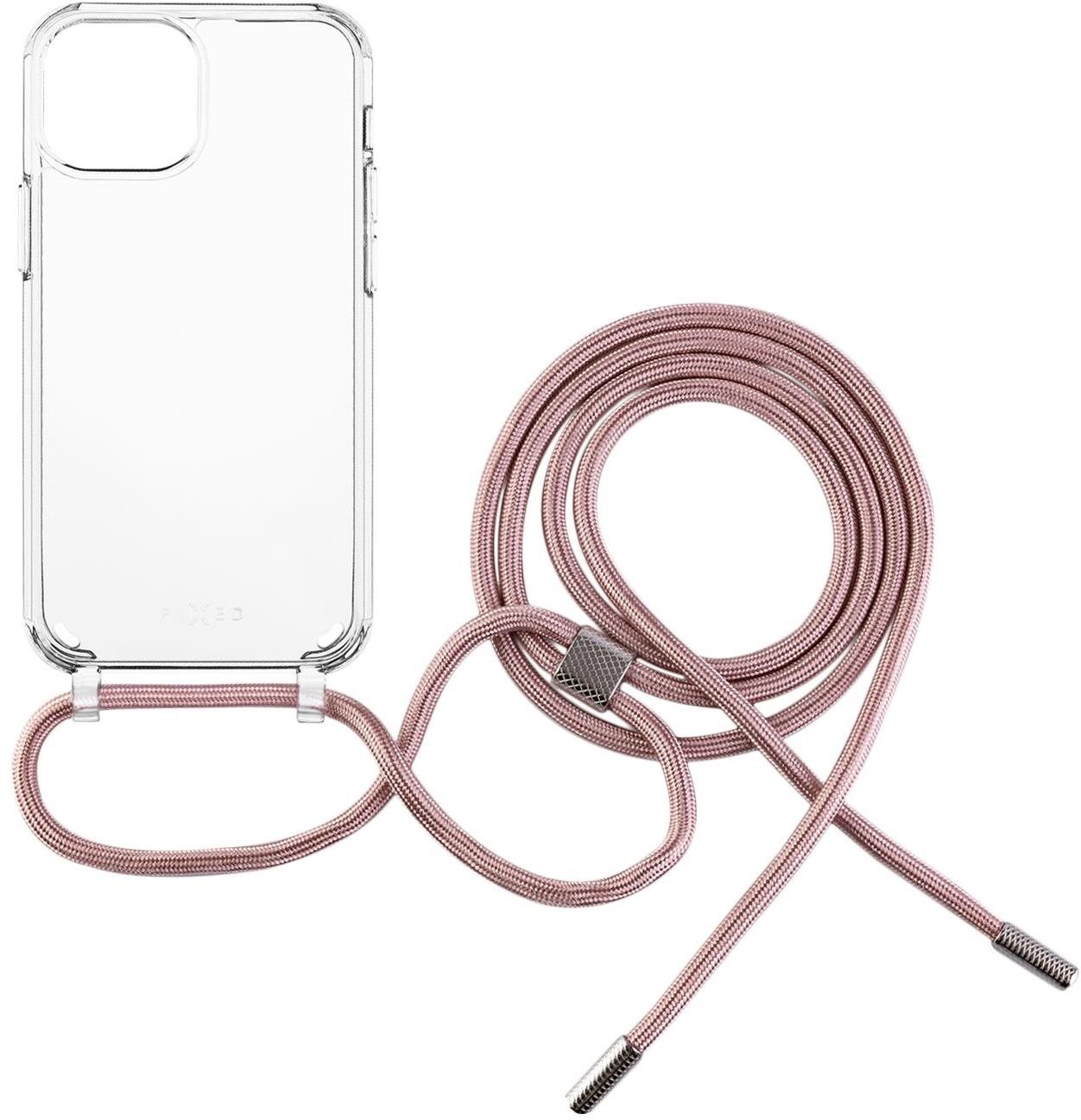 FIXED Pure Neck AntiUV Tok rózsaszín nyakzsinórral az Apple iPhone 13 mini készülékhez