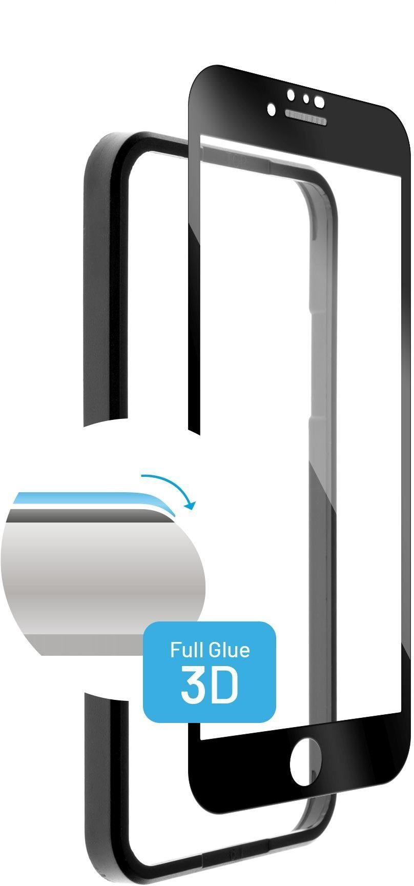 FIXED FullGlue-Cover Apple iPhone 7/ 8/ SE 2020/ 2022 3D üvegfólia - fekete + applikátor