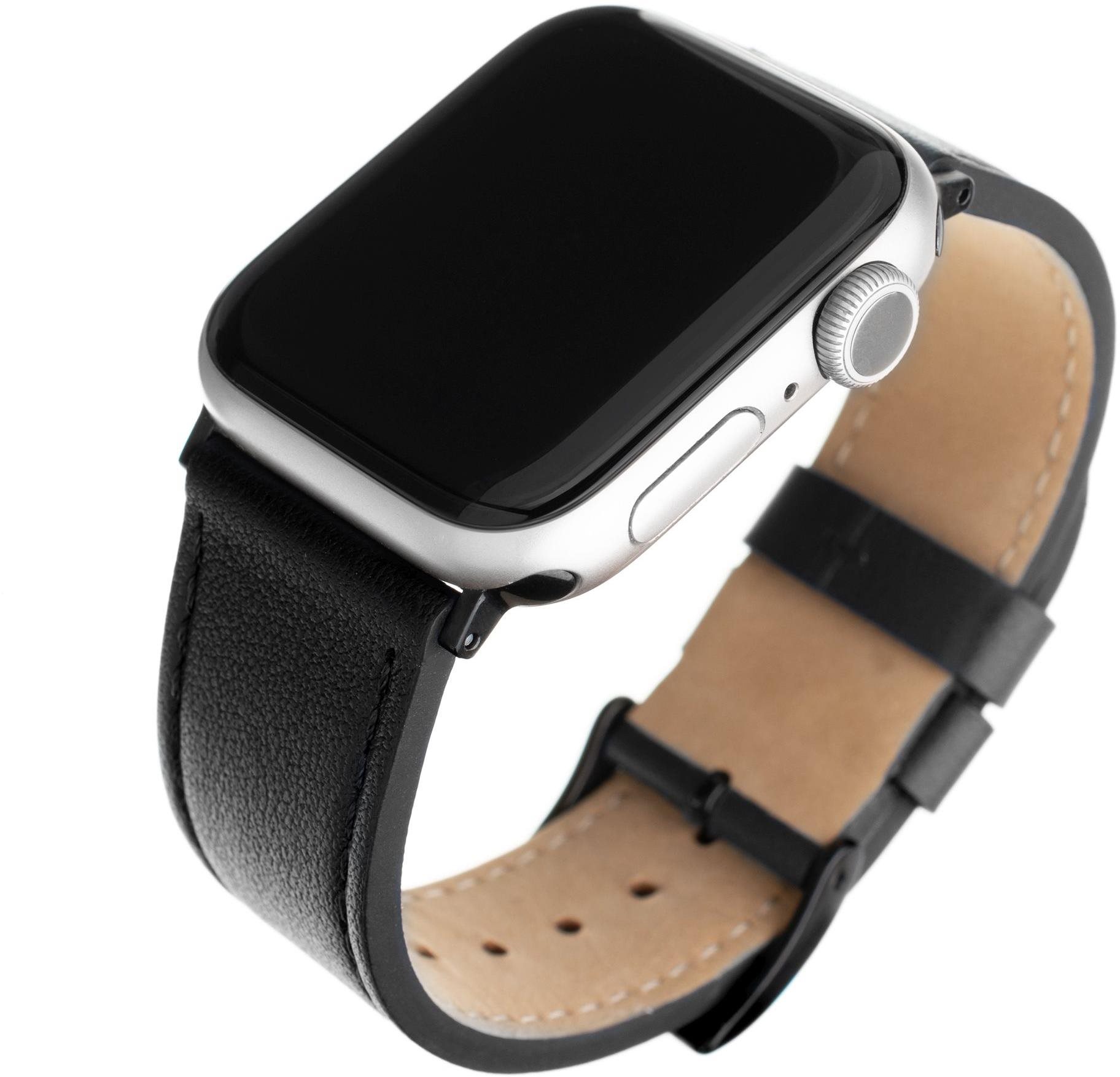 FIXED Leather Strap Apple Watch 38/40/41mm - fekete