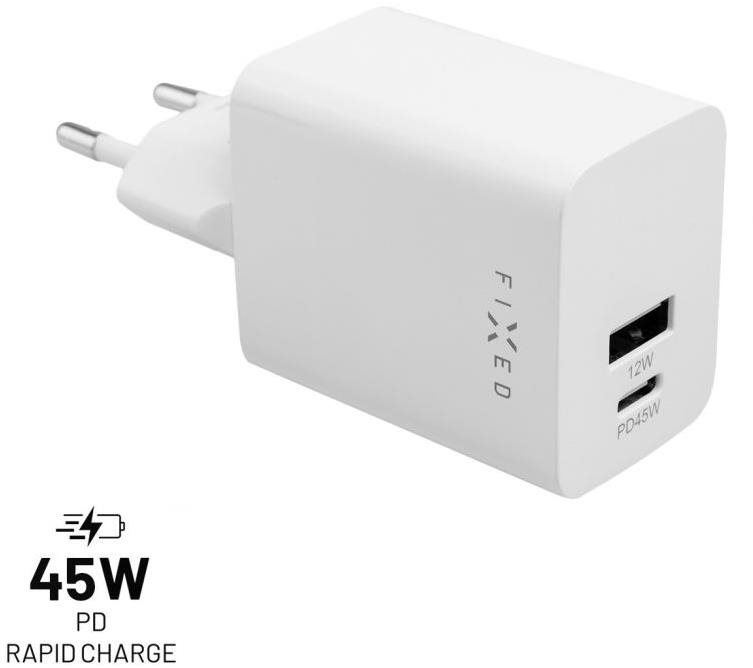FIXED PD Rapid Charge Mini USB-C és USB kimenettel 45 W fehér