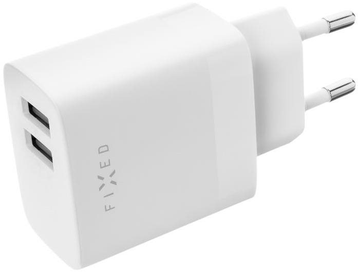 FIXED Smart Rapid Charge 2× USB kimenettel és USB/Lightning kábellel, MFI, 17 W, 1 m, fehér
