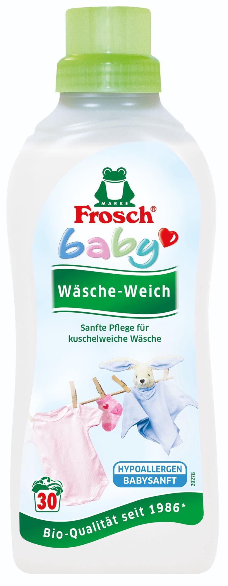 Öko-mosógél FROSCH EKO Baby hipoallergén folyékony öblítőszer csecsemő- és gyerekruhákhoz 750 ml