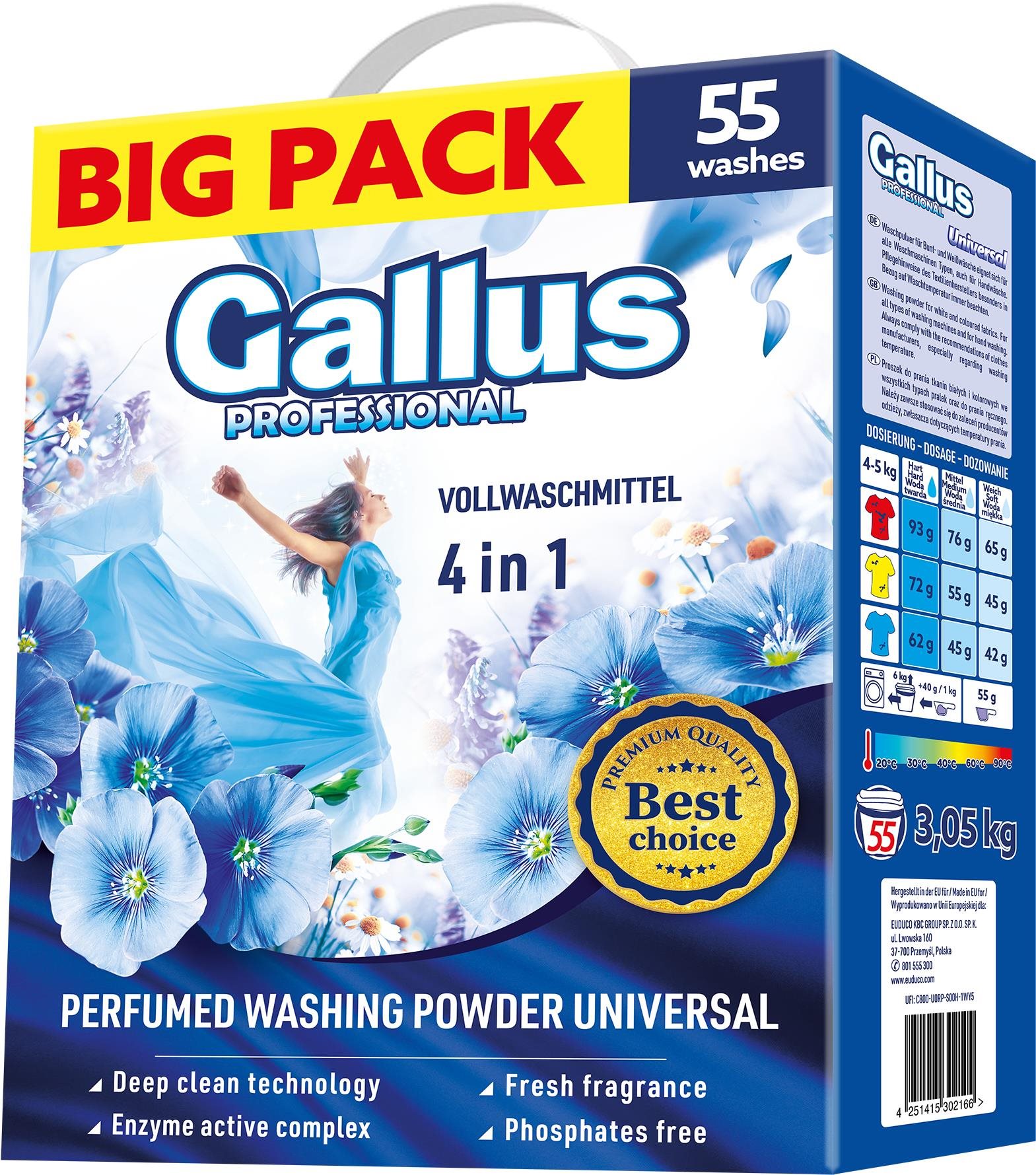 Gallus PROFESIONAL Universal 3,0 5 kg (55 mosás)