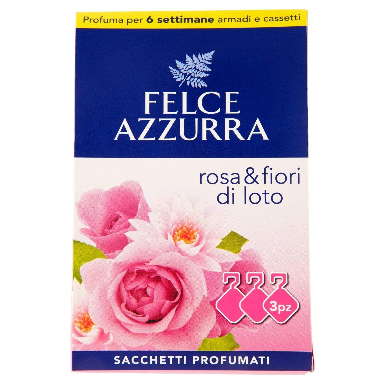 Szekrény illatosító FELCE AZZURRA Rosa Fiory di Loto illatos zacskók 3 db