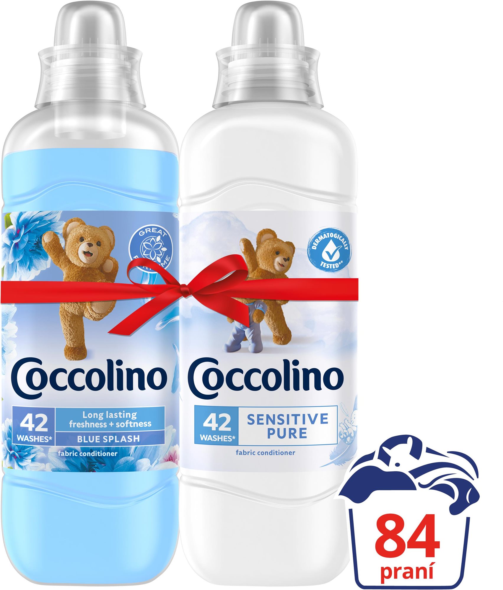 Öblítő COCCOLINO Sensitive & Blue Splash 2× 1,05 l (84 mosás)