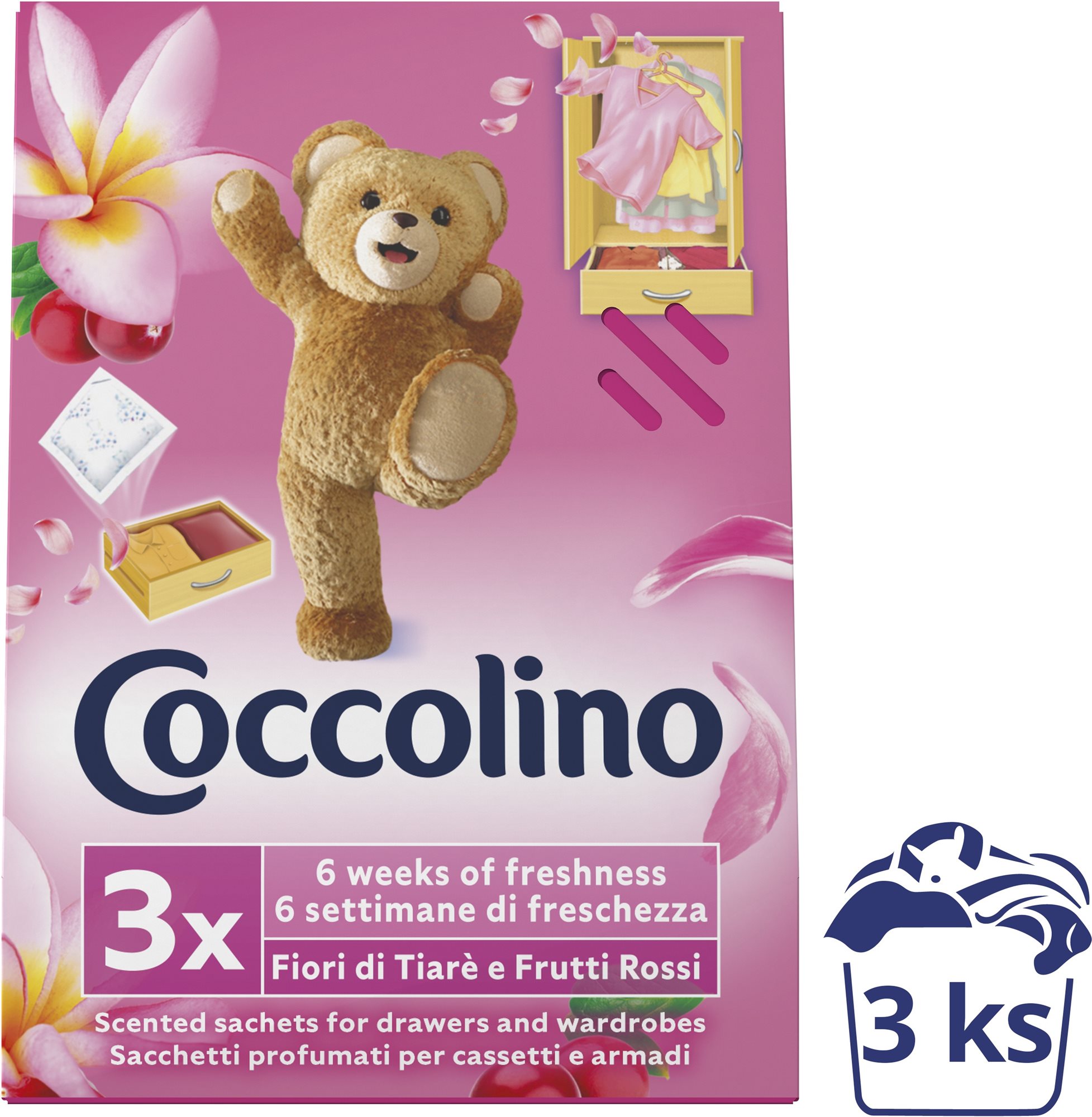 Szekrény illatosító Coccolino Fiori di Tiaré e Frutti Rossi - Pink 3 db