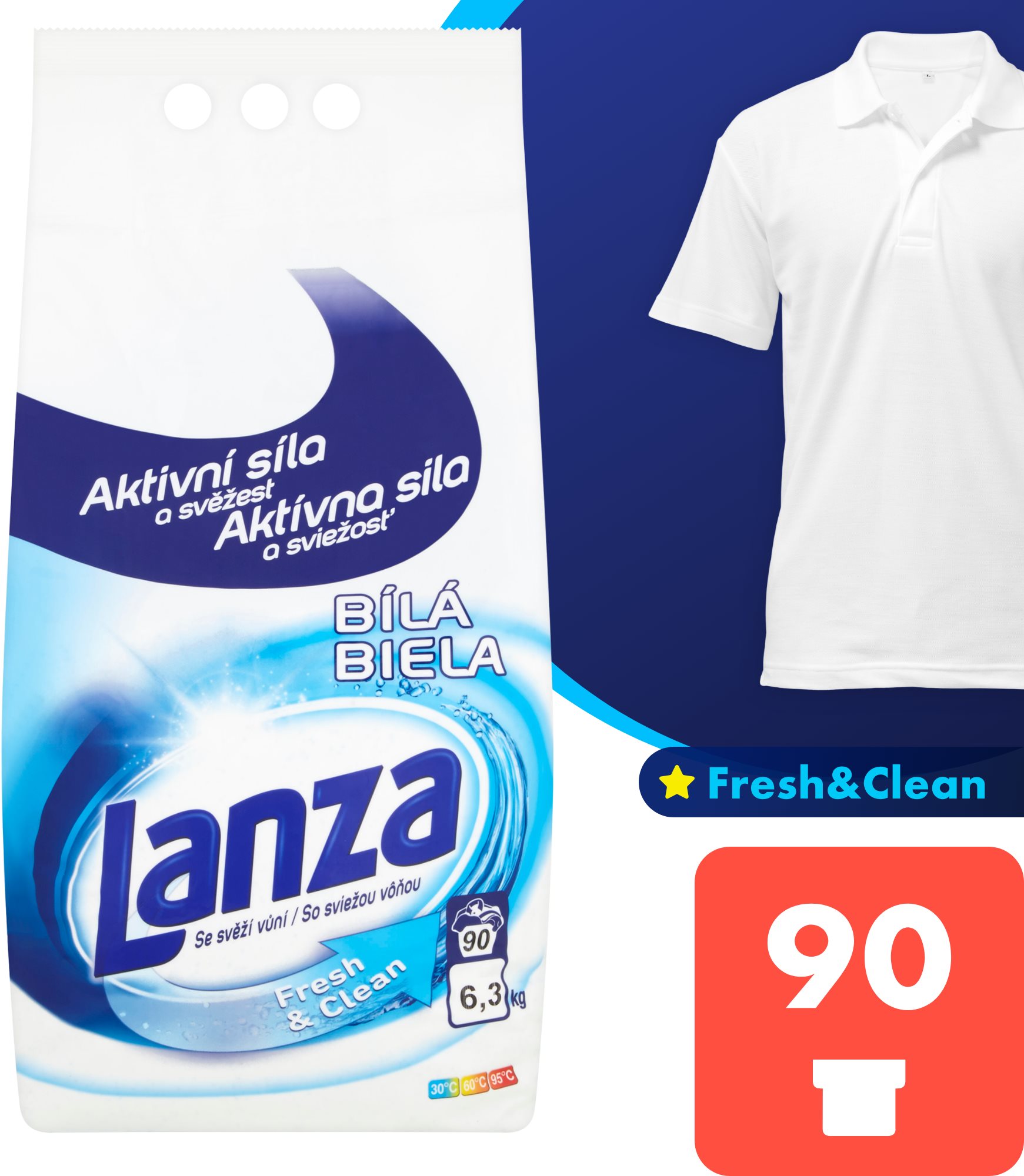 LANZA Fresh & Clean White 6.3 kg (90 darab)