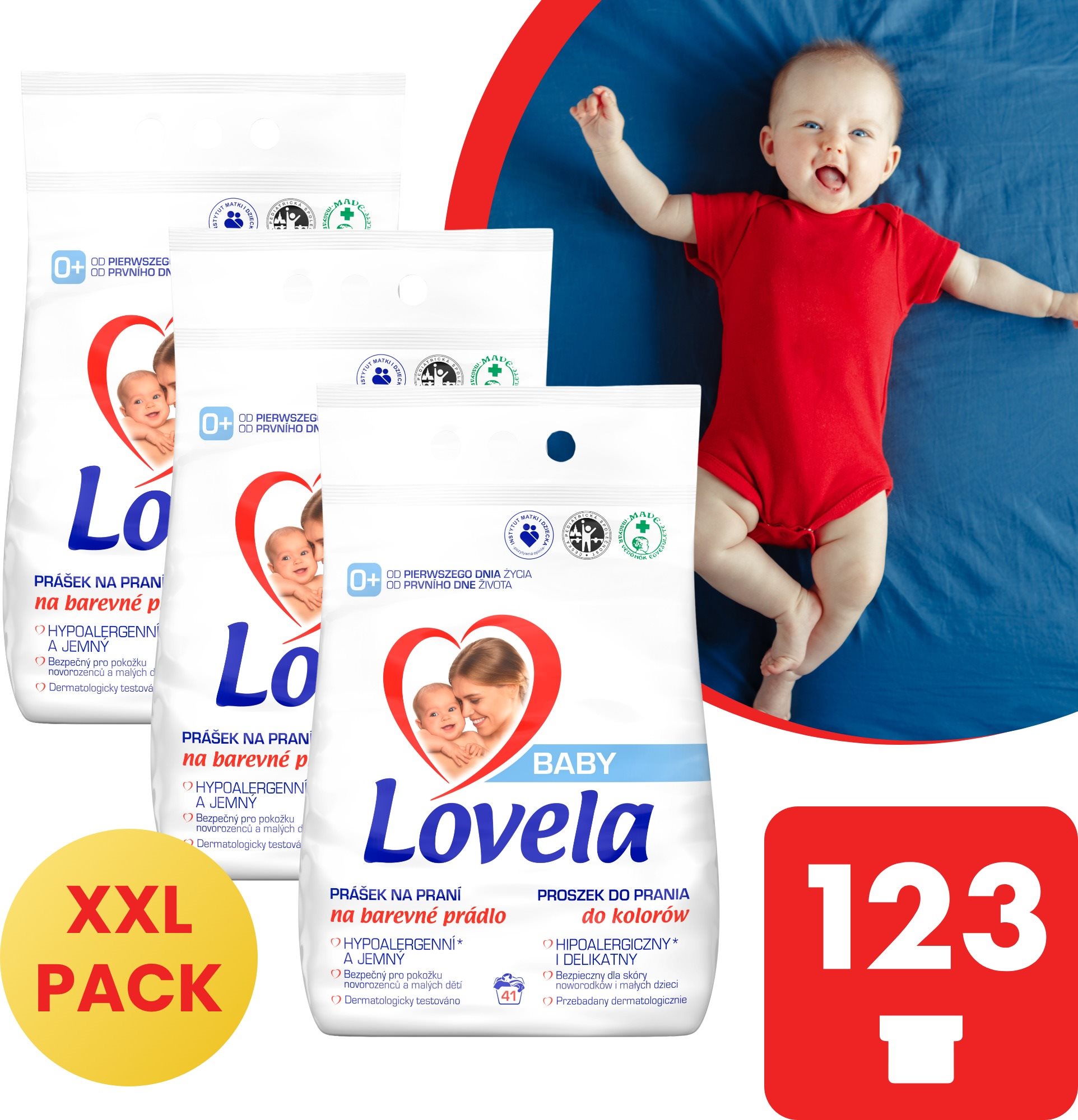 LOVELA Baby színes ruhákhoz 3 × 4,1 kg (123 mosás)