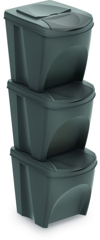 Prosperplast szelektív hulladékgyűjtő szemetes 3 x 25l PH Szürke