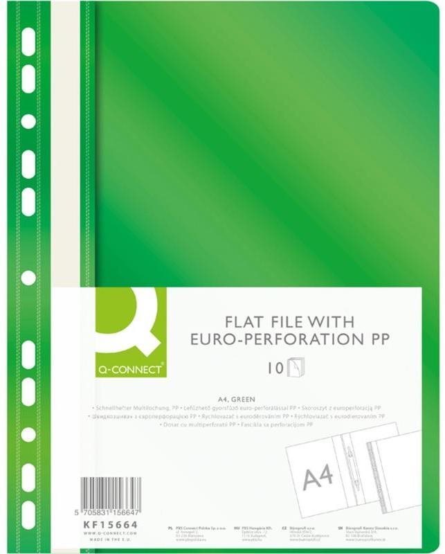 Q-CONNECT A4 euro-perforálással PP, zöld - 10 db-os csomag