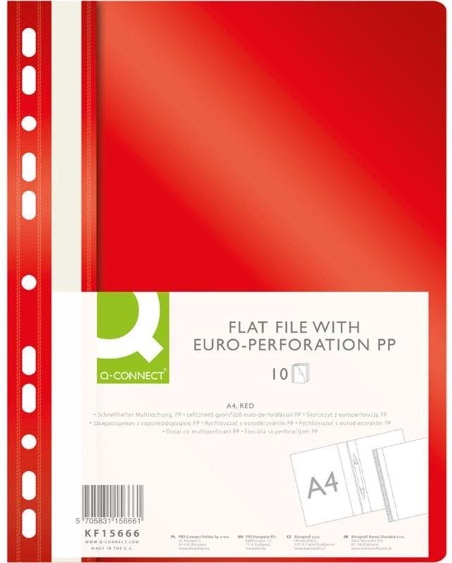 Q-CONNECT A4 euro-perforálással PP, piros - 10 db-os csomag