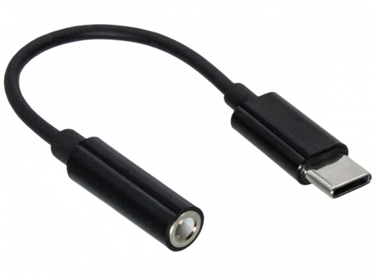 OEM adapter USB C(M) - jack 3,5, fejhallgató + mikrofon, fekete