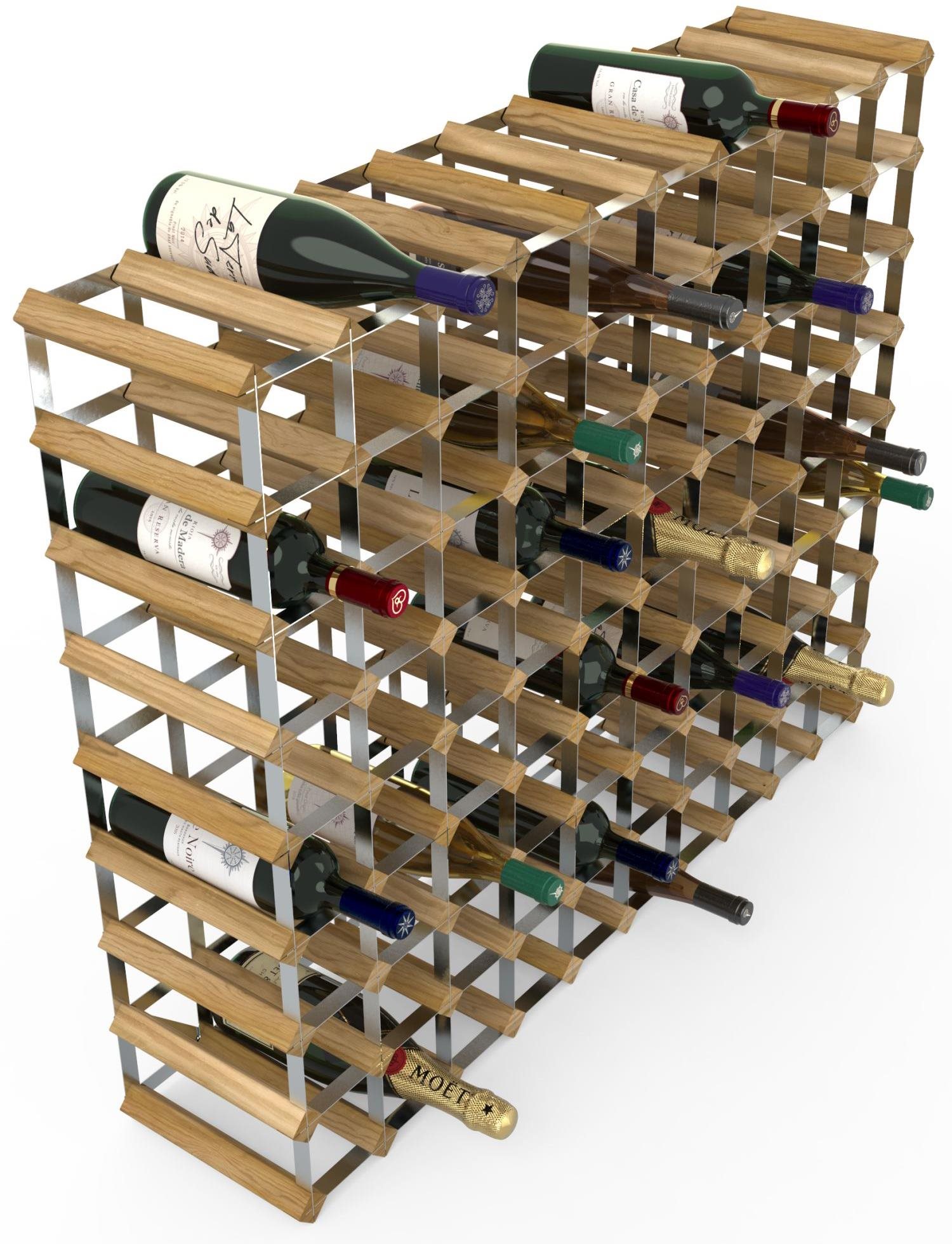 RTA borállvány 90 borosüvegnek, világos tölgyfa - horganyzott acél / kibontva