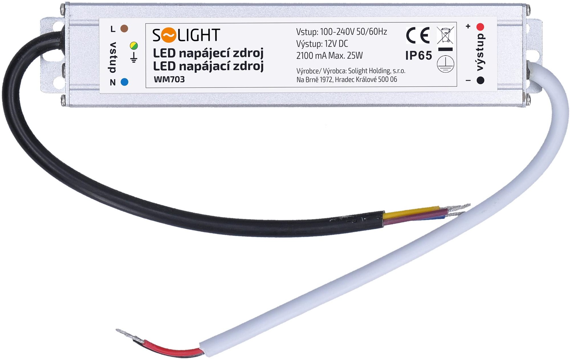 Solight LED tápegység, 230 V - 12 V, 2,1 A, 25 W, IP65