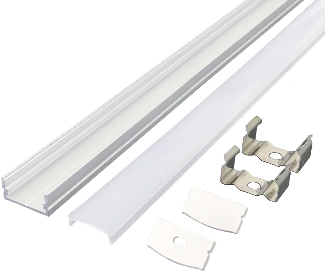 Solight Alumínium LED szalag profil 1, 17x8 mm, tejfehér diffúzor, 1 m