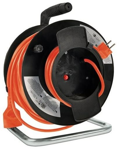 Solight hosszabbító kábel dobon, 1 aljzat, 50 m, narancssárga kábel, 3x 1,5 mm2
