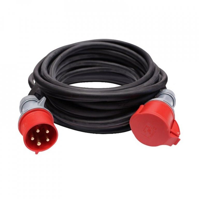 Solight hosszabbító kábel - aljzat, 15 m, 400 V / 32 A, fekete, gumi kábel H05RR-F 5G 2,5 mm2