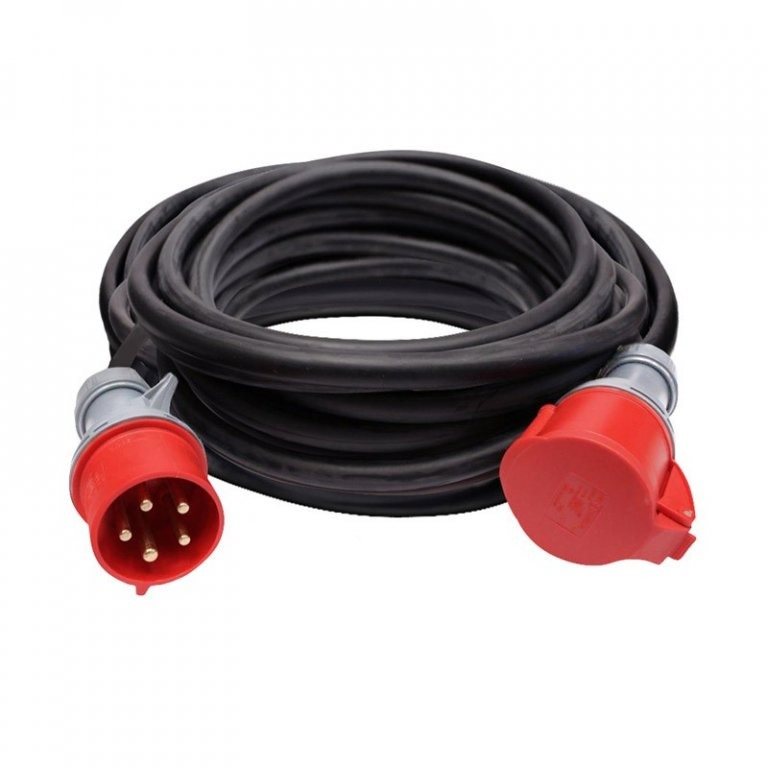Solight hosszabbító vezeték - aljzat, 20 m, 400 V / 16 A, fekete, gumi kábel H05RR-F 5G 2,5 mm2