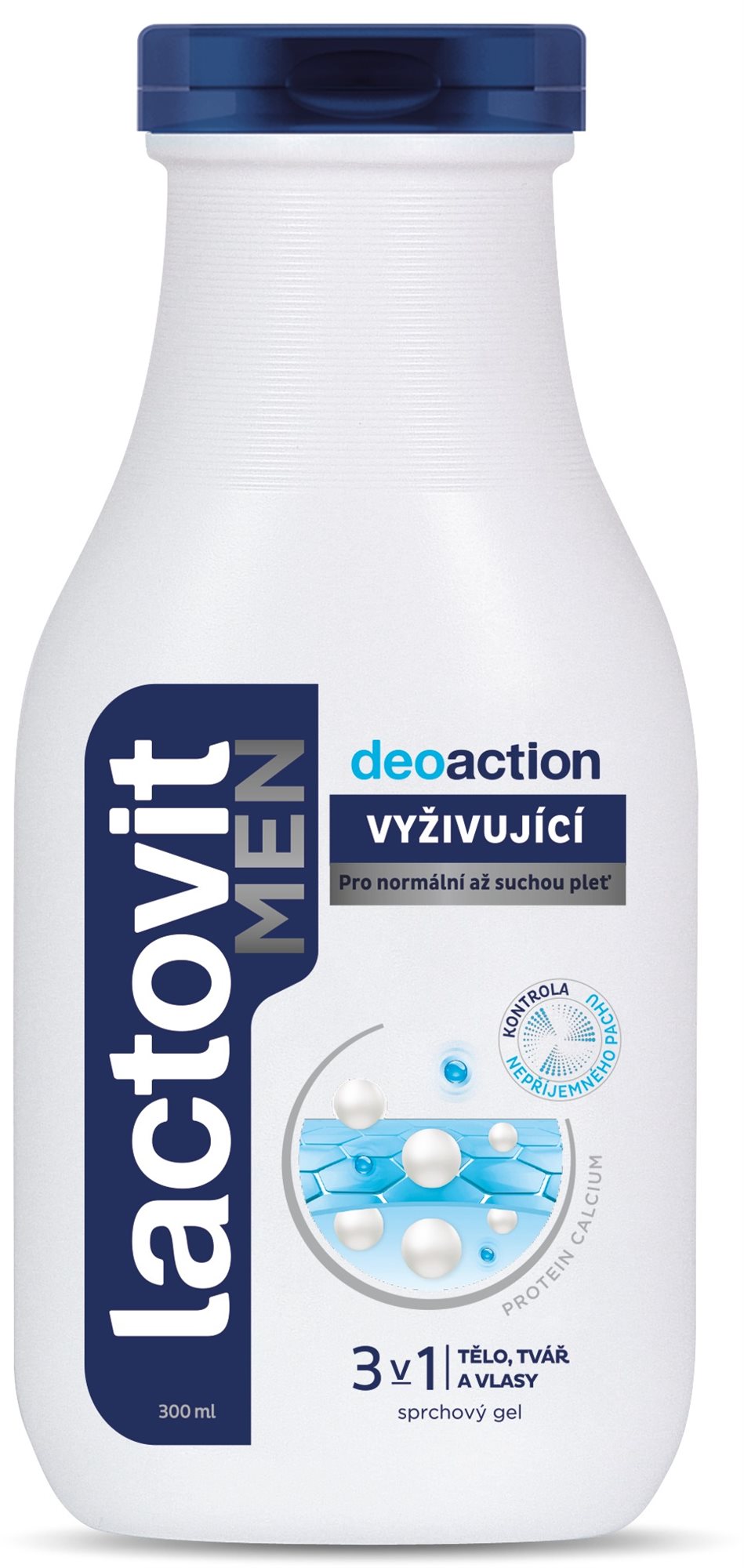 Tusfürdő LACTOVIT Men DeoAction Frissítő 3 az 1-ben tusfürdő 300 ml